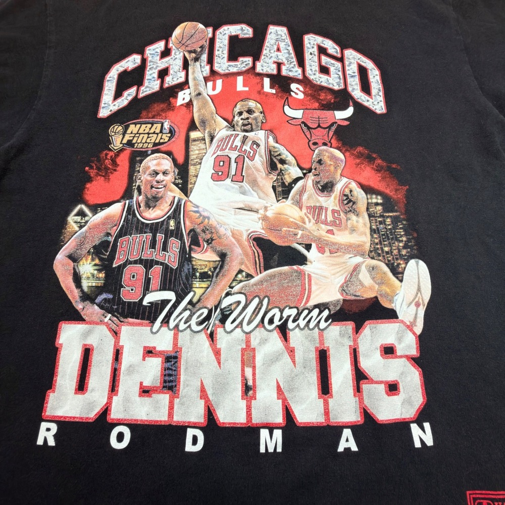 Mitchell & Ness Dennis Rodman Bulls Shirt Mens‎ L Black NBA Finals Tee